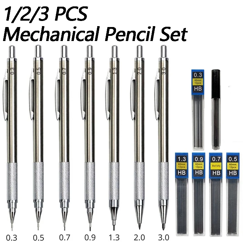 Mechanical Pencil 0.3 - 1/2/3 pçs lápis de desenho de